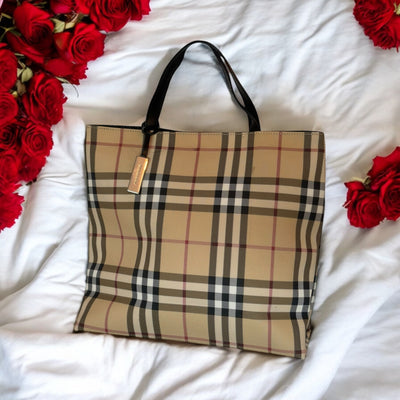 Burberry Beige/Black Nova Check Coated Canvas and Leather Shopper Tote