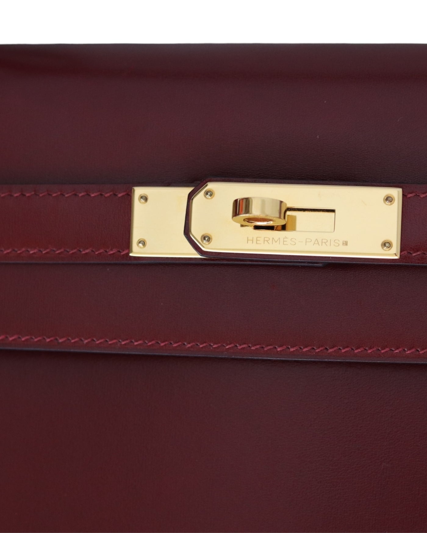 HERMES Kelly 35 Rouge H Boxcalf (Burgundy) Gold Hardware Sellier O square