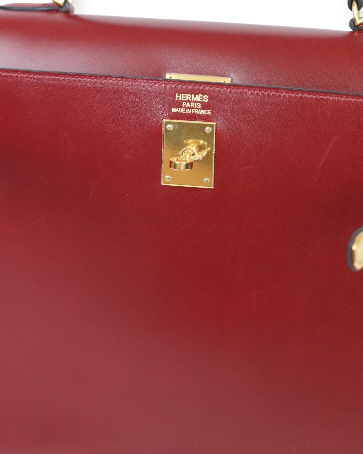 HERMES Kelly 35 Rouge H Boxcalf (Burgundy) Gold Hardware Sellier O square