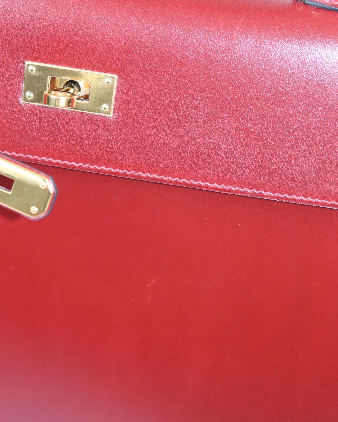 HERMES Kelly 35 Rouge H Boxcalf (Burgundy) Gold Hardware Sellier O square