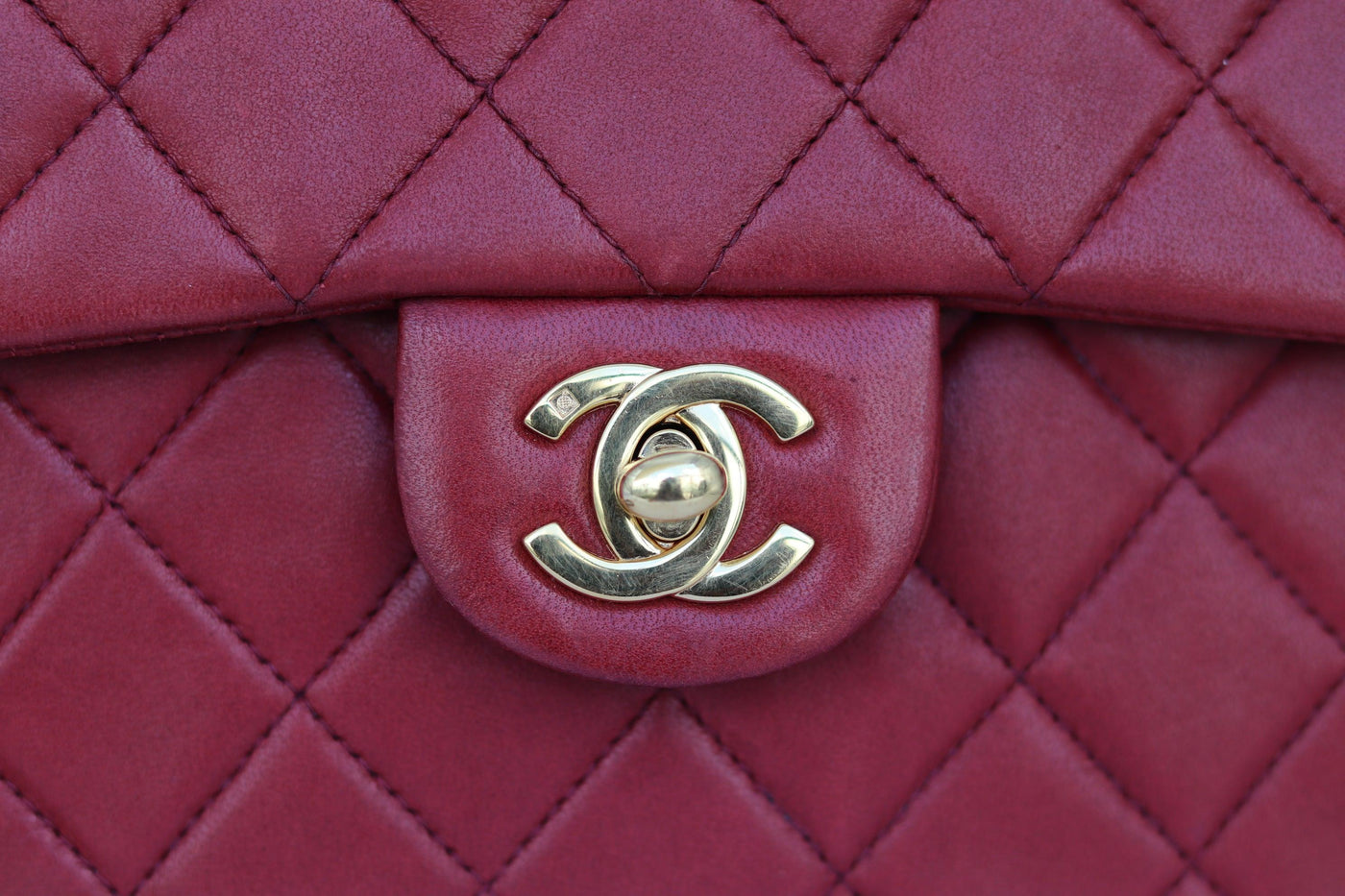 Chanel Red Mini Square Lambskin Quilted Flap SHW