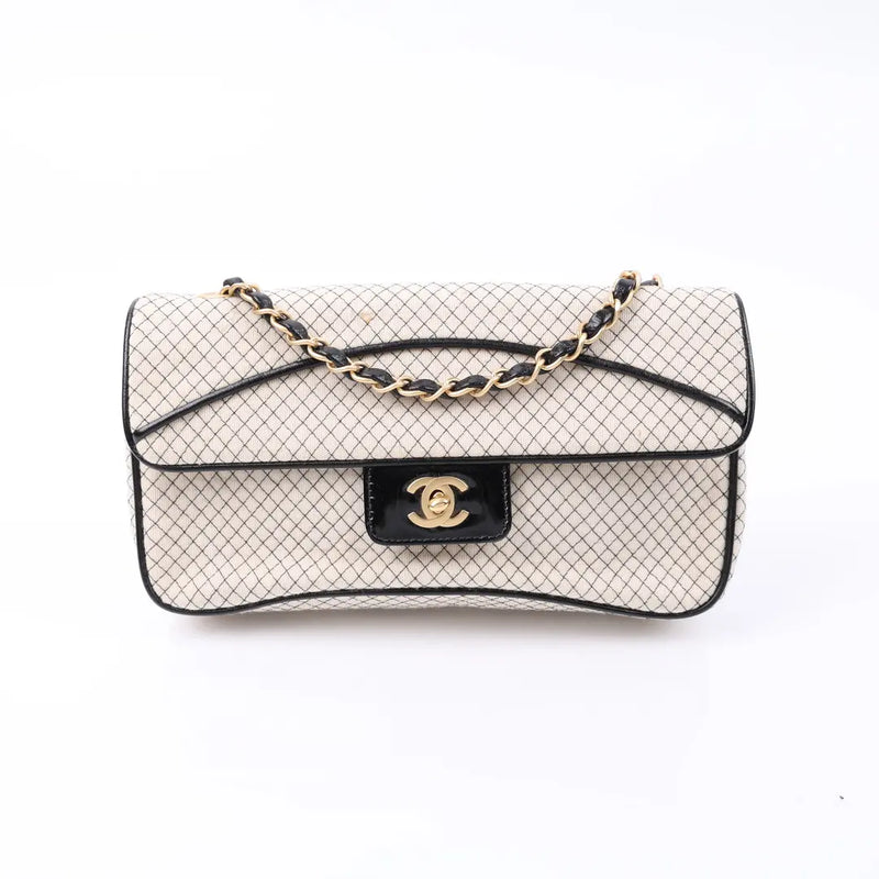 CHANEL Vintage Small Quilted East West Jersey Flap Bag