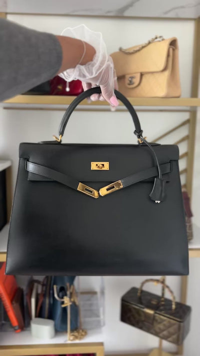 Hermes Kelly 35 Noir(Black) Box Calf with Gold Hardware Sellier 2001