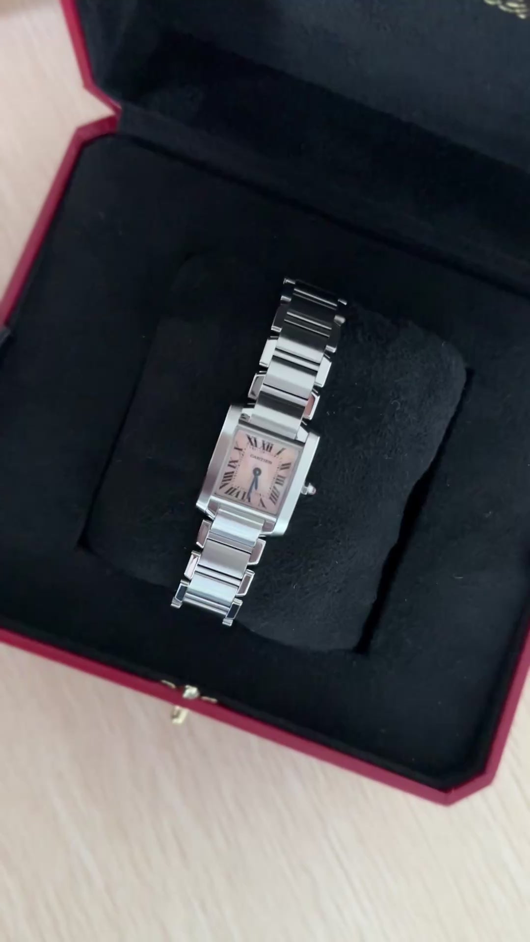 Cartier Ladies Tank Francaise Quartz Watch Pink Dial