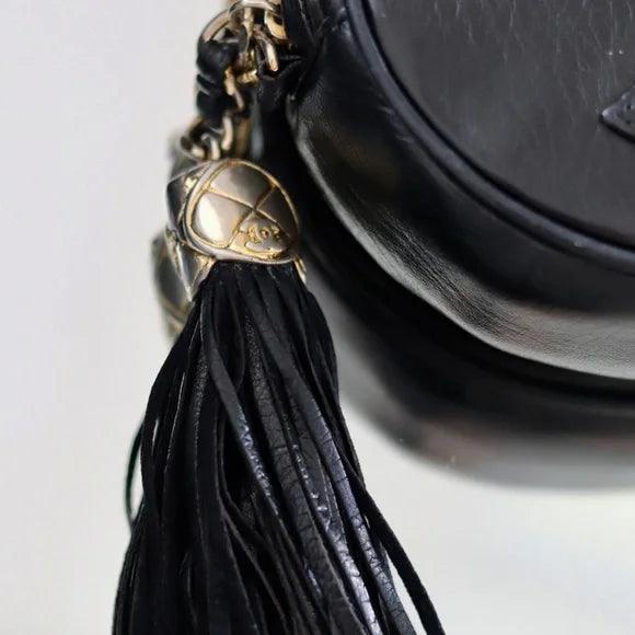 Vintage Chanel CC logo leather tassel oval bag